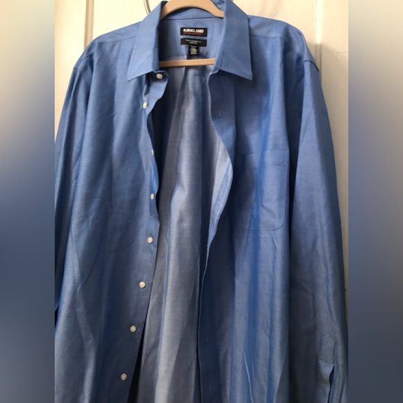 Kirkland Traditional Fit No Iron Blue Long Sleeve Shirt Mens sz 19-36/37 - Picture 5 of 9